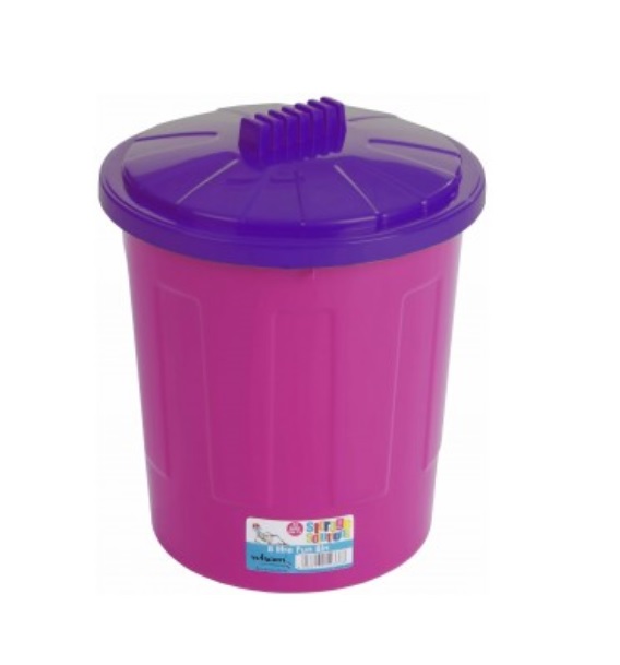 pink plastic toy bin